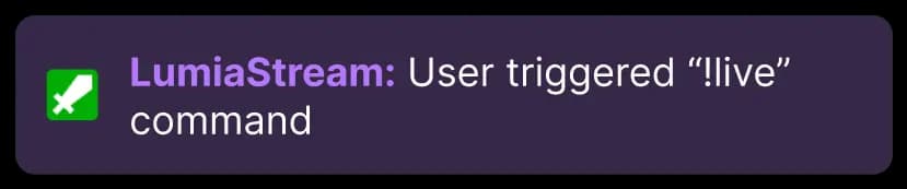 triggered live command - Lumia Stream